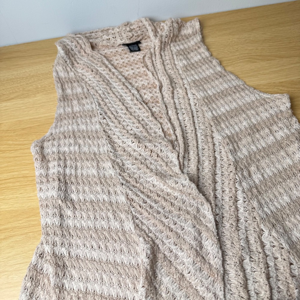 Womens Crochet Knit Vest Small Open Front Draped‎ Cardigan Boho Layering Hippie